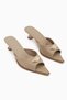 Dania Beige Buckled Short Heeled Women's Shoes Slipper - 5