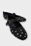 Staple Stone Detail Set of Belt Women's Ballet Flats Black - 2