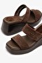 Elvin Brown Suede Leather Women Wedge Heel Slipper - 5