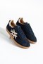 Shen Women's Lace-Up Shoes Genuine Leather Sneakers Navy Blue Suede - 6