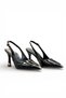 Women's Patent Leather Gold Toe Trim Detailed Stiletto - 2
