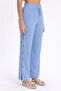 Muslin Trousers - Muslin Wide-Leg Trousers - Side Button Trousers - 2100