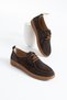 Montivo Women's Lace-Up Shoes Genuine Leather Loafers Brown Suede - 3