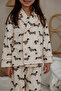 Dog Printed Collar Detail Children's Pajama Set - 5
