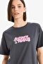 E9847Axar191 Anthracite Coool Looney Tunes Oversized Wide Fit Back Printed Short Sleeve T-Shirt - 5