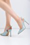 10.5 cm B.B Blue Snake Leather Si Patterned Stiletto Pointed Toe Women's Heeled Shoes