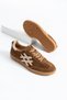 Shen Women's Lace-Up Shoes Genuine Leather Sneakers Tan Suede - 6