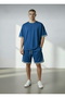 New Season Premium Fabric Men's Black Striped Detail T-Shirt - Shorts 2-Piece Set
