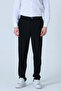 4 Seasons Office Wear Regular Fit Black Men's Fabric Trousers