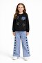Black Heart Patterned Badili Jean Pants Girl's 2-Piece Set 23743