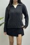 Women's Shirt Collar Knitted Detail Long Sleeve Sweater - 2