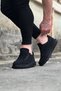 Wg018 Men's Casual Lace-Up Denim Fabric Sports Sneakers Shoes Tst - Black - 3