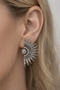 Vintage Sparkling Stone Sun Model Earrings Oxide Look Stylish Design Earrings - 2