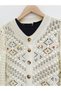 Floral Embroidery Detailed Pompom Short Cardigan - Cream - 2