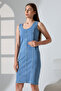 Women's Thick Strap Classic Model Medium Length Trendy Dress Bnj-666 - 6