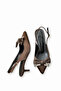 Women's Satin Stone Ribbon Detailed Medium Heel Stiletto
