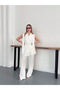 Tie-Detail Belted Blazer Vest Set Pant Suit - 2