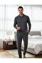 Polo Collar Tippled Selanic Texture Woven Piece Men's Pajama Set 303