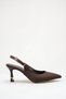 Women's Brown Buckle Stone Detailed Pointed Toe Heeled Casual Shoes 1012101 - 2