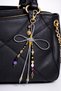 Handmade Luck Knot Suede Threaded Gold Detailed Charm with Letter C Bag and Letter a Keychain in Gray Color