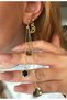 Multi-Tip (Moon Heart Flower) Dangle Chain Double Earrings - Women's Gold Earrings