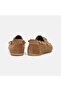 Women's Beige Gold Bead Accessories Suede Leather Loafers - 5