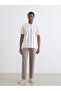Ecru Polo Collar Striped Piqué T-Shirt - 2