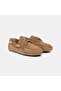 Women's Beige Gold Bead Accessories Suede Leather Loafers