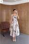 Black Piped Square Neck Floral Print A-Line Midi Length Dress