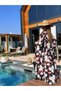 Viscose Satin Fabric Kimono - Pareo - Dressing Gown - (Belt Included) - Black - 3