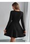 Women's Long Sleeve Pearl Collar Short Imported Crepe Dress - 2