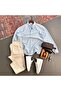 Men's Seersucker Shirt and Denim Trousers 2-Piece Set