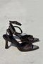 Rez Women's Brown Pearl Shiny Pointed Toe B Ankle-Tie Stylish Heeled Shoes - 3