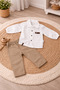 Baby Boy White Shirt Beige Pants Stylish Set - 4