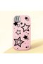Redmi 9C Compatible Camera Protected Pink Soft Silicone Phone Case Star Patterned - 3