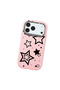 iPhone 18 Pro Max Compatible Case Camera Protector Pink Stars Patterned Silicone Lover Couple Phone Case - 3