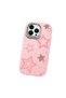 iPhone 14 Pro Compatible Camera Protected Pink Soft Silicone Phone Case Pink Star