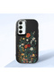 Samsung Galaxy A35 Compatible Camera Protected Black Soft Silicone Phone Case Floral Print - 3