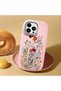 iPhone 14 Pro Compatible Camera Protected Pink Soft Silicone Phone Case Floral Print - 2