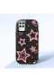 Samsung Galaxy A12 Compatible Camera Protected Black Soft Silicone Phone Case Pink Star - 3