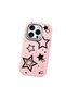 iPhone 15 Pro Compatible Camera Protected Pink Soft Silicone Phone Case Star Patterned