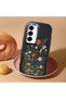 Samsung Galaxy S25 Plus Compatible Camera Protected Black Soft Silicone Phone Case Floral Print - 2