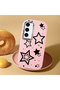 Samsung Galaxy S23 Compatible Camera Protected Pink Soft Silicone Phone Case Star Patterned - 2