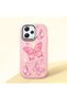 Redmi 12 Compatible Camera Protected Pink Soft Silicone Phone Case Butterfly Patterned - 3