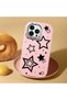 iPhone 12 Pro Compatible Camera Protected Pink Soft Silicone Phone Case Star Patterned - 2