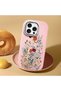 iPhone 15 Pro Max Compatible Camera Protected Pink Soft Silicone Phone Case Floral Print - 2