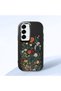 Samsung Galaxy S25 Plus Compatible Camera Protected Black Soft Silicone Phone Case Floral Print - 3