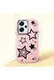 Redmi Note 13 Pro Plus 5g Compatible Camera Protected Pink Soft Silicone Phone Case Star Patterned - 3