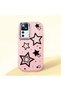 Mi 12t Compatible Camera Protected Pink Soft Silicone Phone Case Star Patterned - 3