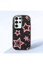Samsung Galaxy S24 Ultra Compatible Camera Protected Black Soft Silicone Phone Case Pink Star - 3